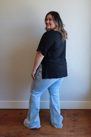 SO SOFT ROLLED SLEEVE PLUS SIZE TEE