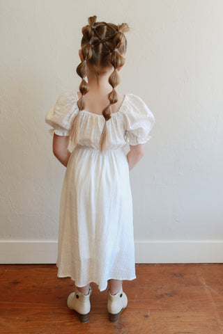 Ivory Clouds Smocked Puff Sleeve Dress