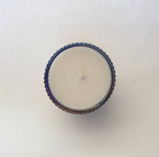 Ribbed Retro Style Candle - Blue