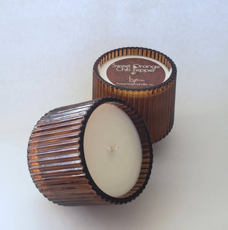 Ribbed Retro Style Candle - Amber