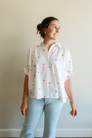 Amelia Star Embroidered Button Down Shirt