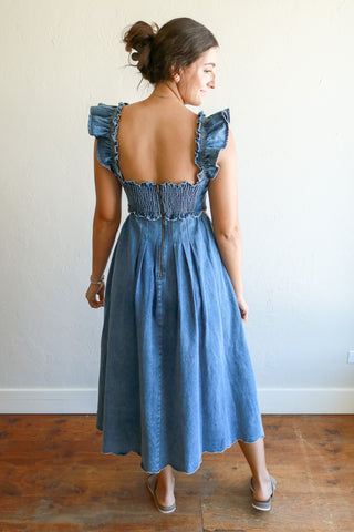 Mia Flutter Denim Dress