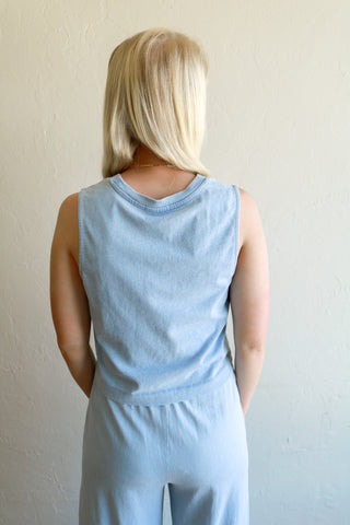 Sloane Jersey Denim Muscle Tank