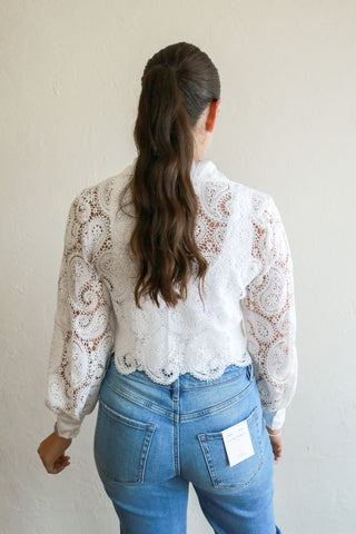 Ophelia Paisley Lace Button Down Top