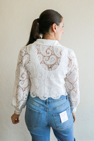 Ophelia Paisley Lace Button Down Top