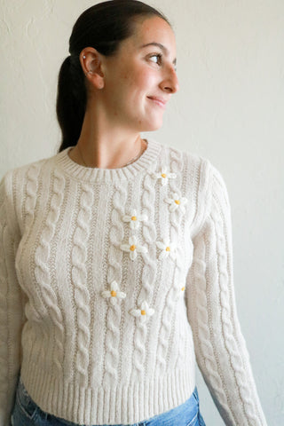 LuLu Embroidered Daisy Sweater