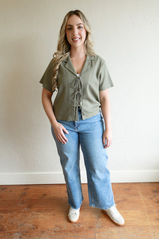 Nico Linen Tie Front Blouse