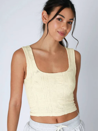 Liora Square Neck Lace Tank | Butter Cream