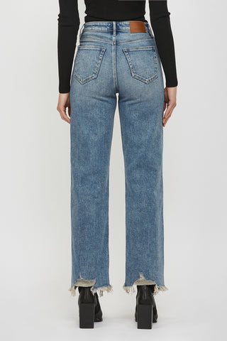 Amelie Frayed Wide Straight Leg Jeans