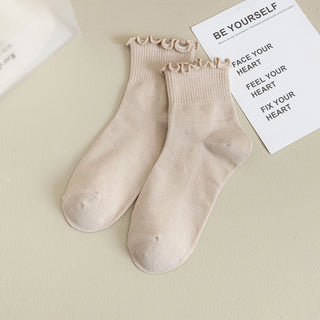 Cloud Ruffle Ankle Socks | Khaki