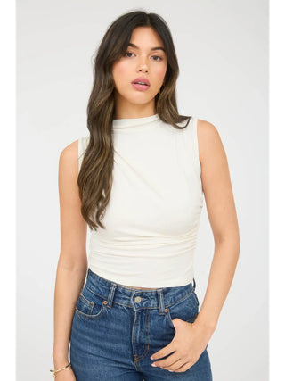 Colette Mock Neck Top - Cream