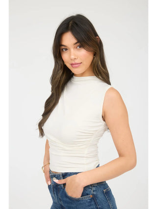Colette Mock Neck Top - Cream