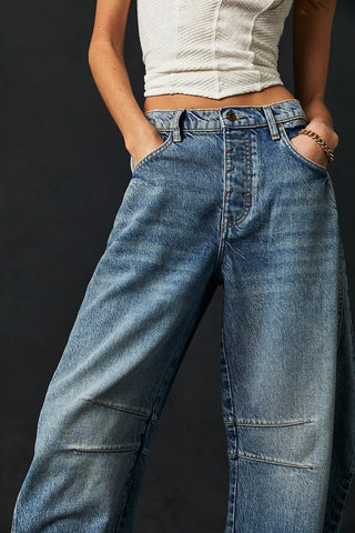 Free People Good Luck Mid-Rise Barrel Jeans