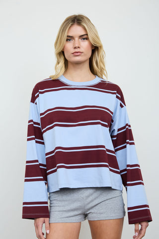 Drew Stripe Knit Top | Blue/Burgundy
