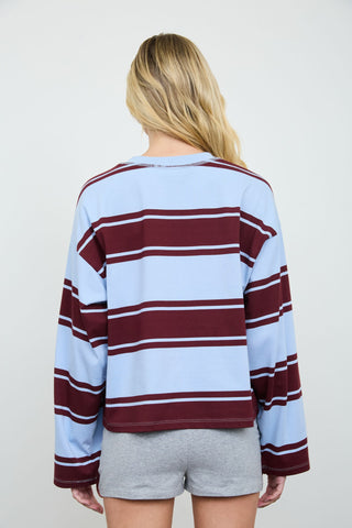 Drew Stripe Knit Top | Blue/Burgundy