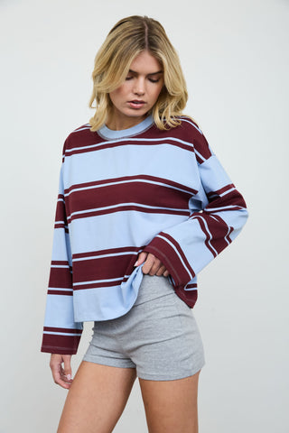 Drew Stripe Knit Top | Blue/Burgundy