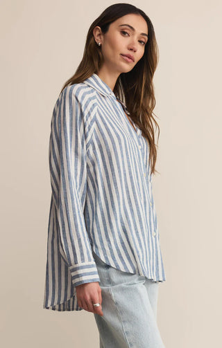 The Perfect Linen Striped Top - Boathouse