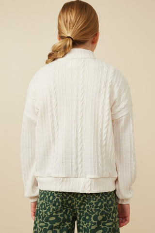 Girls Cable Knit Half Zip Top