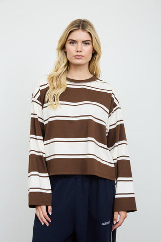 Drew Stripe Knit Top | Chocolate/Cream