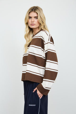 Drew Stripe Knit Top | Chocolate/Cream