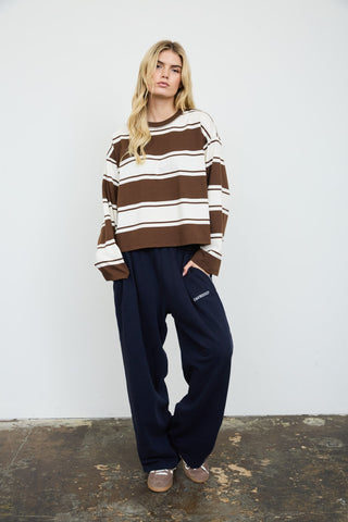 Drew Stripe Knit Top | Chocolate/Cream