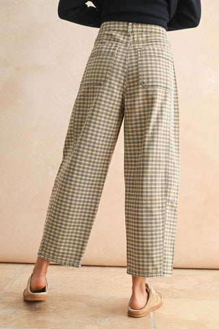 Rue Check Barrel Pant