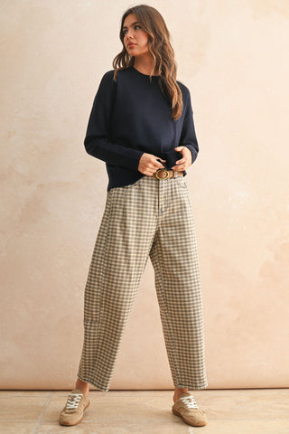 Rue Check Barrel Pant