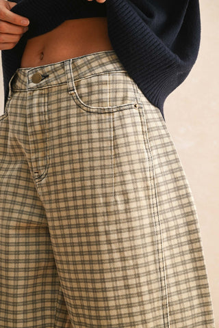 Rue Check Barrel Pant