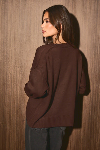 Willa Pleated Sleeve Sweater | Chocolate