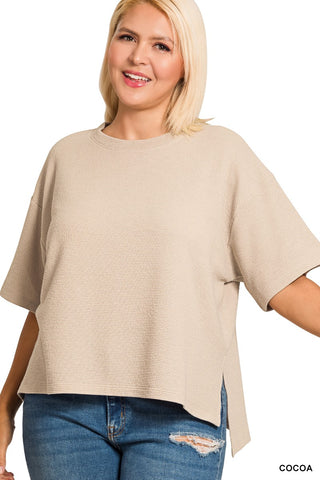Plus Size Cove Waffle Knit Hi-Low Top | Cocoa