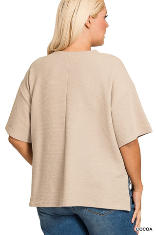 Plus Size Cove Waffle Knit Hi-Low Top | Cocoa