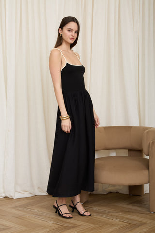 Collins Contrast Tie Midi Dress