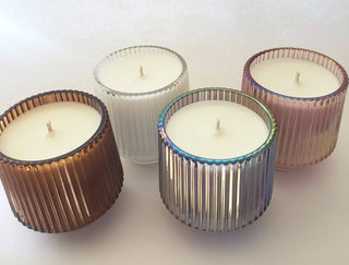 Ribbed Retro Style Candle - Blue