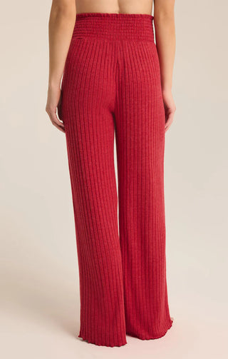 Dawn Smocked Rib Pant - Haute Red