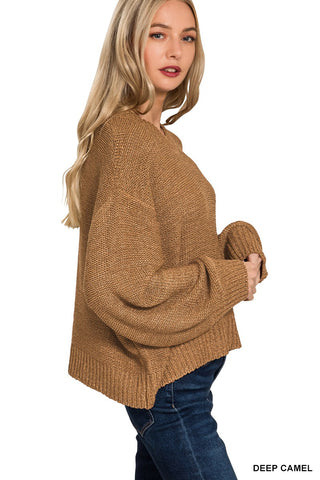 Della Balloon Sleeve Sweater | Deep Camel