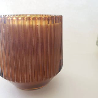 Ribbed Retro Style Candle - Amber