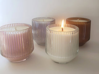 Ribbed Retro Style Soy Candle - Clear