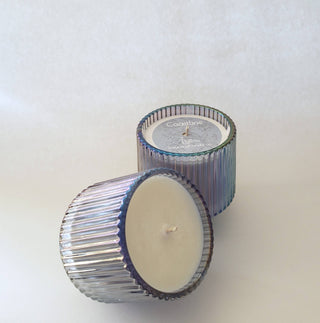 Ribbed Retro Style Candle - Blue