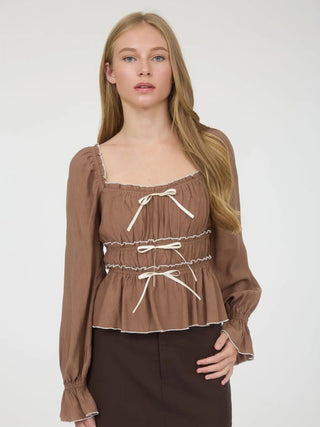 Adeline Bow Ruffle Blouse