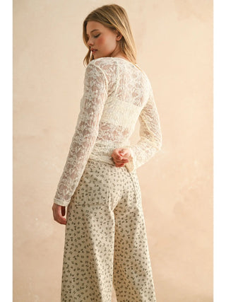 Odette Lace Top | Ivory Bloom