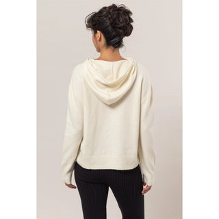 Frosted Morning Knit Hoodie Cream