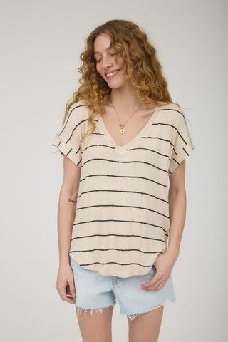 Arden Stripe Knit Top | Sand