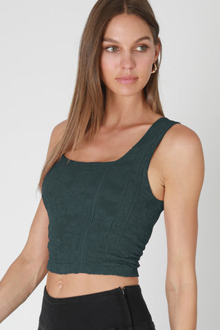 Liora Square Neck Lace Tank | Forest Night