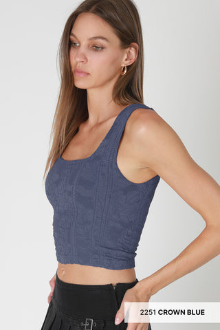 Liora Square Neck Lace Tank | Crown Blue