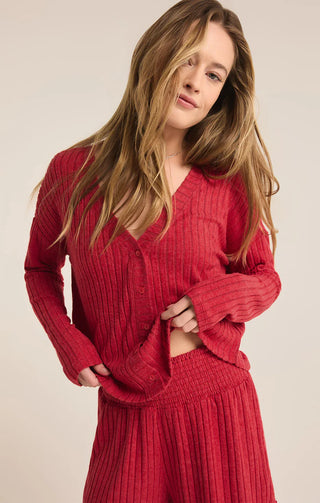 Mara Knit Cardigan Top - Haute Red