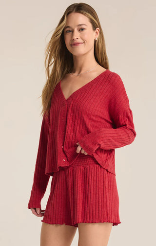 Mara Knit Cardigan Top - Haute Red