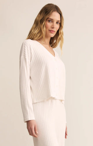 Mara Silky Rib Cardigan | Vanilla Ice