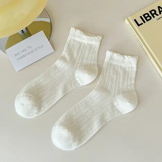 Whisper Lace Ruffle Socks | White