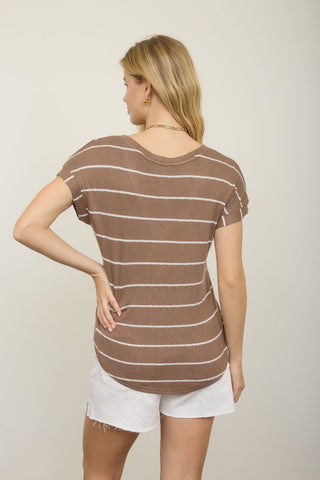 Arden Stripe Knit Top | Mocha