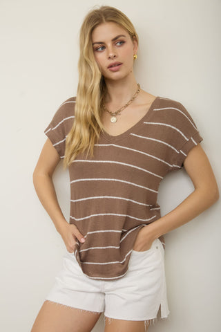 Arden Stripe Knit Top | Mocha